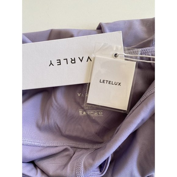 VARLEY Leggings NEW Purple Mesh Sheer Letelux Small Lilac Athleisure Yoga Studio - Picture 6 of 6